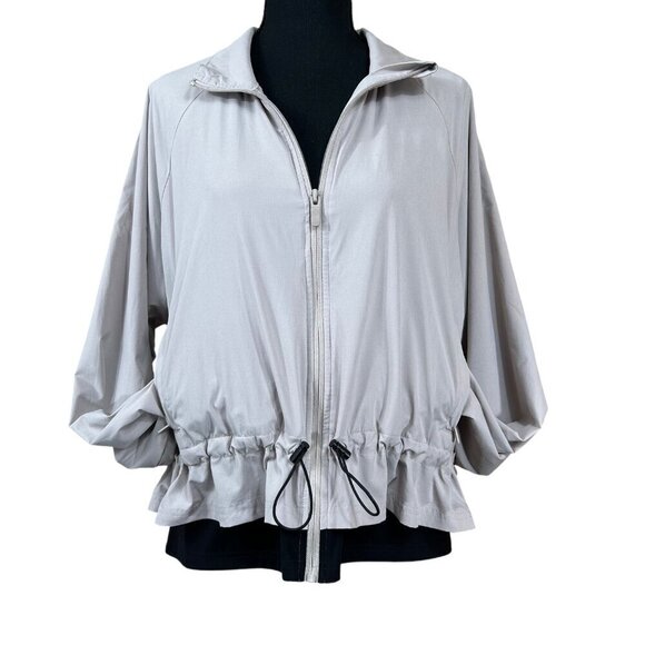 FLX Convertible Tan Black Peplum Hem Full Zip Athleticwear Jacket Size XL - Picture 2 of 12